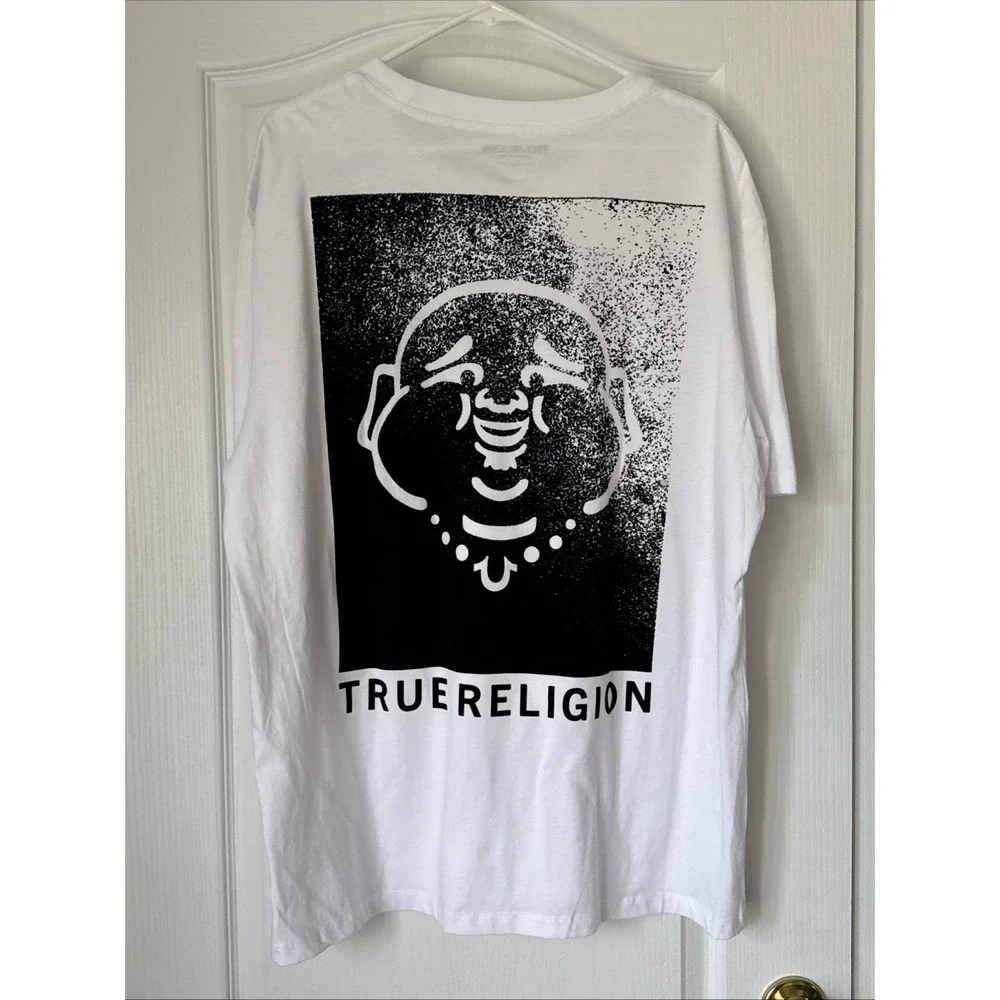 True Religion Short Sleeve‎ Tee Shirt 2XL 100% Cotton Optic White Buddha Face